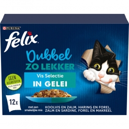 4xFelixKattenvoerNatinGeleiDubbelZoLekkerVis12x85gr