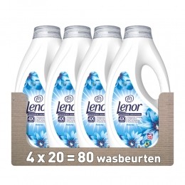 4xLenorVloeibaarWasmiddelZeebries20Wasbeurten900ml