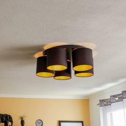 LuminexPlafondlampJovinmetvijfkappenzwartgoud