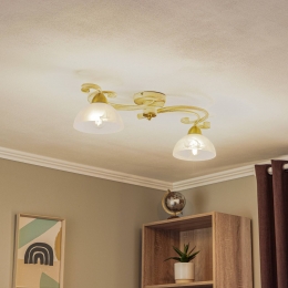 LuminexPlafondlampFloratweeglazenkappenwitmessing