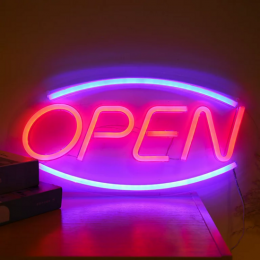 LEDNeonWandlampOpenOpUSB45x22x2cmBlauwRoze