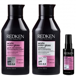 RedkenAcidicColorGlossShampoo300mlConditioner300mlandHeatProtectionTreatment45mlGlass-LikeShine