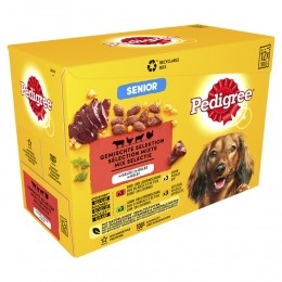 4xPedigreeSeniorHondenNatvoerVleesenGevogelteinGelei12x100gr