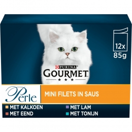 GourmetPerleKattenvoerNatMiniFiletsinSausMix12x85gr