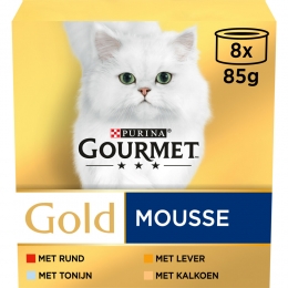 6xGourmetGoldKattenvoerNatFijneMousseRood8x85gr