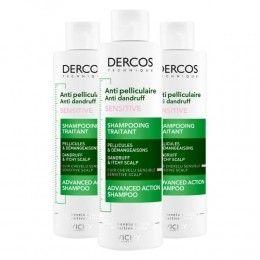 3xVichyDercosAnti-roosShampooGevoeligeHoofdhuid200ml