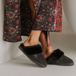 WarmbatFlurryPantoffelszwartSuede