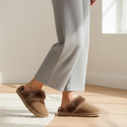 WarmbatFlurryPantoffelstaupeSuede