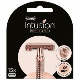 6xWilkinsonIntuitionNavulmesjesRoseGoldSafetyRazor15stuks