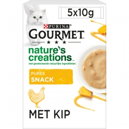 GourmetNaturesCreationsKattensnackPureeKipPompoen5x10gr