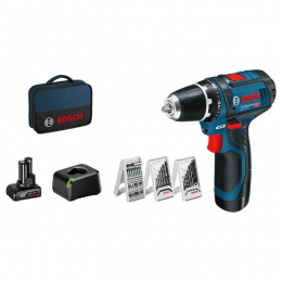 BoschGSR12V-1512VLi-IonAccuBoor-schroefmachineSet1x40Ah1x20AhAccuInTasIncl39-deligeAccessoireset