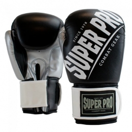 SuperProCombatGearRebelKickBokshandschoenen-ZwartGrijsWit-6oz