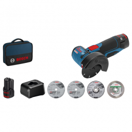 BoschGWS12V-7612VLi-IonAccuHaakseSlijperSet2x20AhAccuInTas-76mm-Koolborstelloos