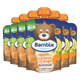 6xBambixKnijpzakjeAppelBanaanSinaasappelKoekjesBio6mnd100gr
