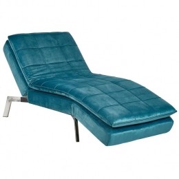 Beliani-LOIRET-Chaiselongue-Blauwgroen-Fluweel