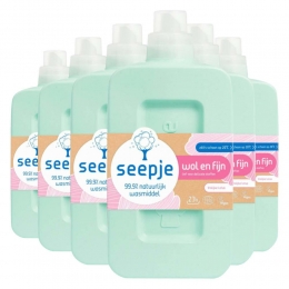 6xSeepjeVloeibaarWasmiddelWolFijnVrolijkeLotus23Wasbeurten1liter