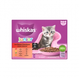 4xWhiskasJuniorMultipackClassicSelectieinSaus12x85gr