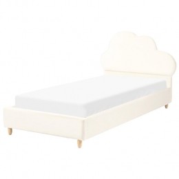Beliani-BELLEVUE-Eenpersoonsbed-Lichtbeige-90x200cm-Fluweel