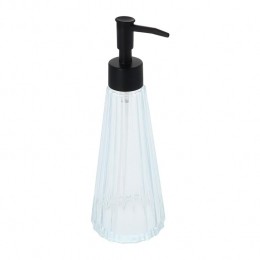QUVIO-Zeepdispenser-Glas-300ml-Transparantmetzwartezeeppompje