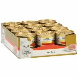 24xGourmetGoldKattenvoerNatMousseRund85gr