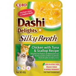 CiaoDashiDelightsSilkyBrothKattenvoerNatChickenTunaScallop40gr