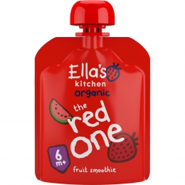 EllasKitchenKnijpzakjeFruitSmoothie6mBanaanAardbeiAppelFramboosWatermeloen90gr