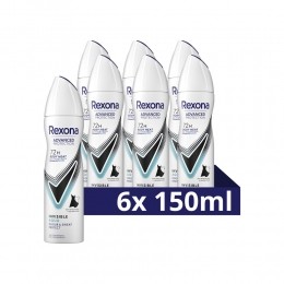 6xRexonaDeodorantSprayAdvancedProtectionInvisibleAqua150ml