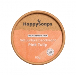HappySoapsNatuurlijkeDeodorantPinkTulipZonderBakingSoda45gr