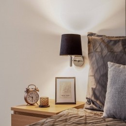 ArgonWandlampBonotextielkapchroomzwart
