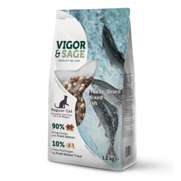 VigorSageKattenvoerDroogAdultFreeze-DriedMixedFish12kg
