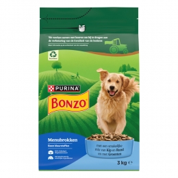 BonzoHondenvoerDroogAdultMenubrokkenKip3kg