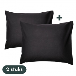 ZaveloKussenslopen-Hotelkwaliteit-Setvan2Stuks-Zwart-60x70cm-100Katoen-Hotelsluiting