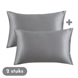 ZaveloSatijnenKussenslopen-AntiAllergeen-Huidverzorging-Haarverzorging-Antraciet-60x70cm-Krullendhaarprodukt-2stuks