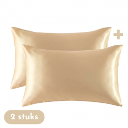 ZaveloSatijnenKussenslopen-AntiAllergeen-Huidverzorging-Haarverzorging-Goud-60x70cm-Krullendhaarprodukt-2stuks
