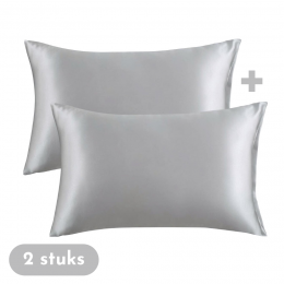 ZaveloSatijnenKussenslopen-AntiAllergeen-Huidverzorging-Haarverzorging-Zilver-60x70cm-Krullendhaarprodukt-2stuks