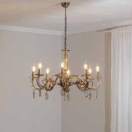 LuceaKroonluchterCastroantiekmessing8-lamps