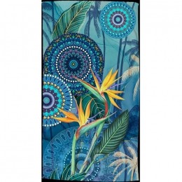 HIPNoviaStrandlaken100x180cmMandalasStrelitziaBloemenKleurrijkZachtKatoenVeloursSneldrogendAbsorberend