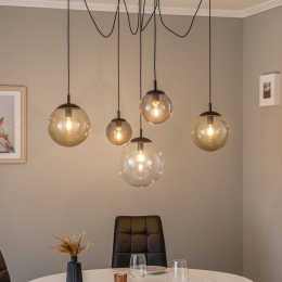 TKLightingHanglampEsmeglasmeerkleurig5-lampsdecentraal
