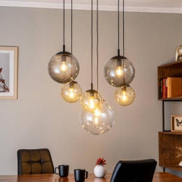 TKLightingHanglampEsmeglasmeerkleurig6-lampsrechthoekig