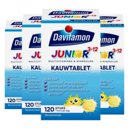 GratisVerzending4xDavitamonJunior3KauwvitaminesBanaan120kauwtabletten