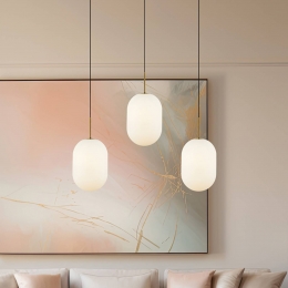 Eko-LightHanglampAliasmetaalgoudkleurigopaalglas3-lampslang