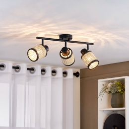 LindbySpotYaelle52cm3-lampsrotanzwartE27