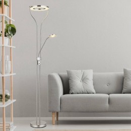 GloboLEDvloerlampEbrohoogte194cmnikkelkleurig2-lamps
