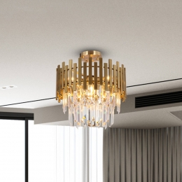 Eko-LightPlafondlampAspenmetaalgoudkleurigglaskristallen45cm