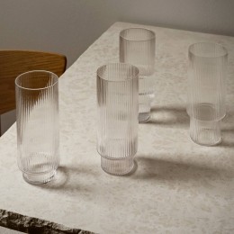 fermLIVINGlongdrinkglasRipplehelder300mlglassetvan4