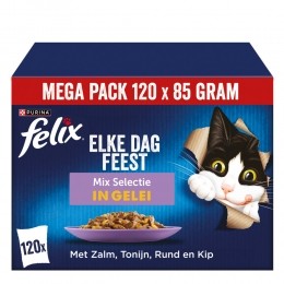 FelixKattenvoerNatPouchGeleiMixElkeDagFeestMultipack120x85gr