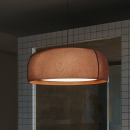 LEDS-C4LEDhanglampGongbruindimbaartextielstaal