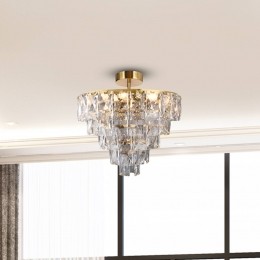 Eko-LightPlafondlampChelseametaalgoudkleurigglaskristallen50cm