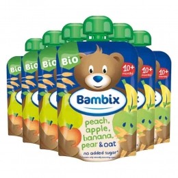 6xBambixKnijpzakjeAppelPerzikBanaanPeerHaverBio10mnd100gr