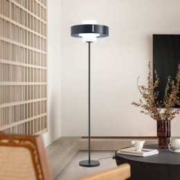 FabasLuceLotovloerlampzwarthoogte170cmglasvoetdimmerE27